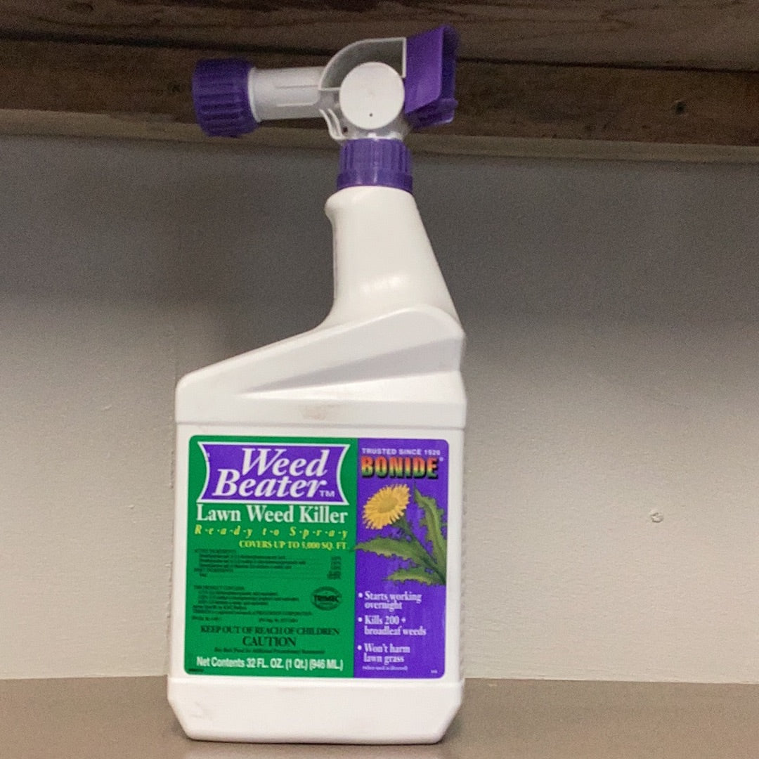 Bonide Weed Beater Lawn Weed Killer Ready-to-Spray, 32 fl oz, kills 200+ broadleaf weeds, won't harm lawn grass.
