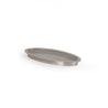 Oval stainless steel splash ring with fine mesh filter, shown on white background.
