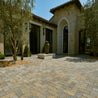 Antiqued pavers create a sophisticated patio setting.
