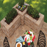 Rumblestone Medium Square: Tan modular retaining wall kit creates 3 built-in planters for a patio garden.
