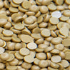 Light beige elemental sulfur granules, close-up view.
