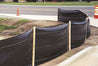 Black silt fence for erosion control during construction projects.
