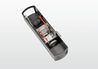 Black mouse trap with internal spring mechanism and red trigger levers, shown against a white background.
