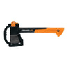 14-inch splitting axe with an orange and black handle, shown against a white background.
