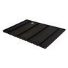 Black plastic root barrier panel, showing grooved design.
