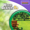 Ready-to-use weed killer; lush green lawn scene with wooden chair
