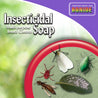 Ready-to-use insecticidal soap product label showing various insects on a leaf.
