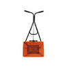 Orange 70lb capacity spreader with black powder-coated frame and adjustable handle.
