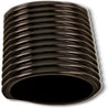 Black flexible PVC pipe section, corrugated design.
