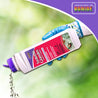 Insect control granules being applied to a garden, providing up to 8 weeks of protection.
