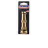 Gold brass adjustable hose nozzle on black packaging, made in the USA.
