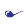 Deep blue plastic watering can, two-liter capacity, ideal for gardening.
