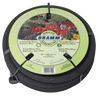 50-foot soaker hose, 5/8" diameter, made from recycled materials; even watering, nickel-plated brass couplings.
