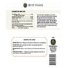 Fruit Finish fertilizer label: guaranteed analysis & application instructions.
