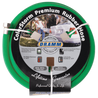 50-foot green rubber hose, showcasing durability and flexible design for various uses.
