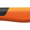 Close-up of an orange and black hammer handle with textured grip.
