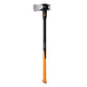 Fiskars Maul 36-inch splitting axe with durable steel head and comfortable orange fiberglass handle.
