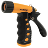 Orange and black high-pressure spray nozzle with ergonomic grip.
