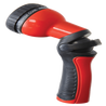 Dramm Revolution 9-pattern spray gun: red & black, ergonomic design, 9 spray settings for watering.
