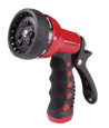 Dramm Revolver 9-pattern spray gun: red & black, 9 spray patterns for versatile watering.
