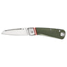 Gerber Straightlace folding knife, green handle with red accents, stainless steel blade.
