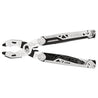 Gerber Dual Force multi-tool: silver and black, featuring pliers, screwdriver, and other tools.
