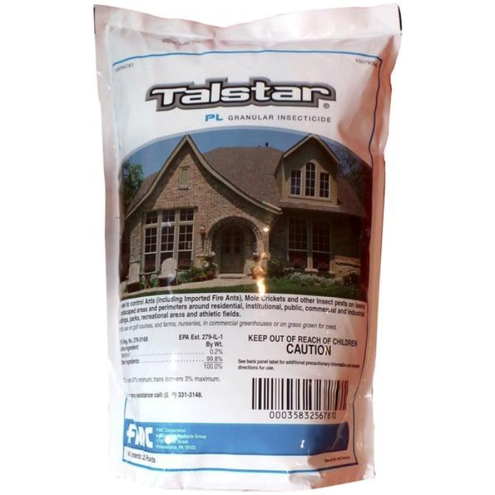 Talstar PL Granular Insecticide: Controls ants, mole crickets, and other pests on lawns and around homes.
