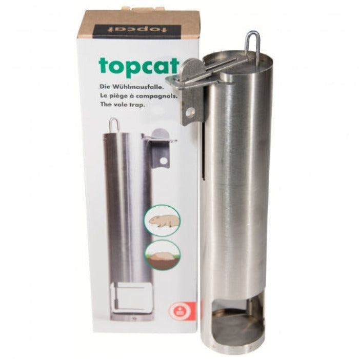 TopCat stainless steel mole/vole trap for humane pest control.
