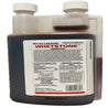 Dark brown liquid herbicide in a plastic bottle with detailed label instructions.
