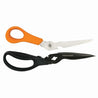 Pair of versatile garden shears with orange and black handles, featuring a bottle opener.
