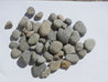 Grey river rocks, 2-4 inches, shown on a white background.
