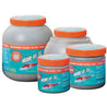 Powdered bacteria in various sized containers; koi pond water treatment.
