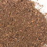 Dark brown steer manure compost, ideal for enriching garden soil.
